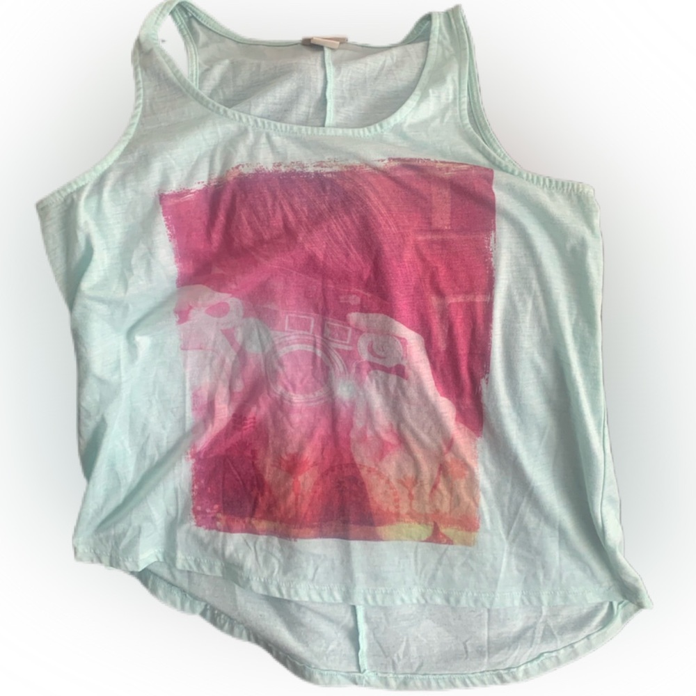 Pre Owned Women's Mossimo Supply Co Tank Top Graphic Print Photography Sz Med